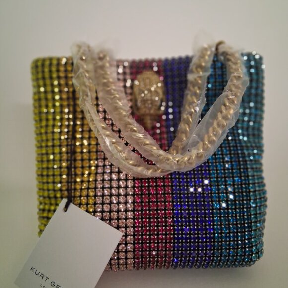 Kurt Geiger London Small Block Party Rainbow Rhinestone Mini Tote Bag - Picture 3 of 7
